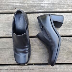 Vintage 90s y2k Bratz Black Leather Platform Oxford Chunky Heeled Loafers 8.5